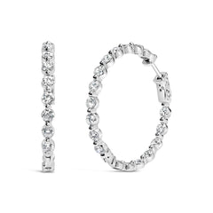 14K White Gold 5.00 Cttw Lab Grown Diamond Inside-Out Hoop Earring