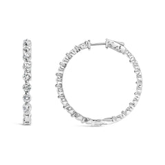 14K White Gold 5.00 Cttw Lab Grown Diamond Inside-Out Hoop Earring