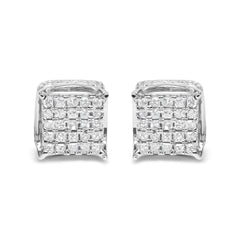 10K White Gold 1/2 Cttw Princess Cut Diamond Square Shaped Multi Stone Stud Earrings (H-I Color, SI1-SI2 Clarity)