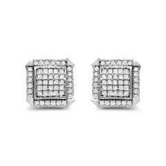 10K White Gold 1.0 Cttw Diamond Composite with Halo Stud Earrings (H-I Color, I1-I2 Clarity)