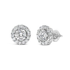14K White Gold 3.0 Cttw Lab-Grown Diamond Hidden Halo Stud Earrings