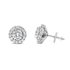 14K White Gold 3.0 Cttw Lab-Grown Diamond Hidden Halo Stud Earrings