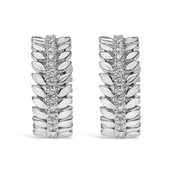 14K White Gold 1/4 Cttw Lab Grown Diamond Leafy Wreath Hoop Earrings (F-G Color, VS1-VS2 Clarity)