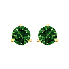 14K White Gold 1.0 Cttw 3-Prong Martini Set Lab Grown Green Diamond Solitaire Stud Earrings