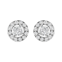 14K White Gold 3/4 Cttw Lab-Grown Diamond Floating Halo Stud Earring (F-G Color, VS1-VS2 Clarity)