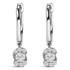 Sterling Silver 1/2 Cttw Lab Grown Diamond Floral Cluster Drop Earrings