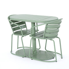 Santa Monica Bistro Set Modern Outdoor Dining Green Iron 3-Piece