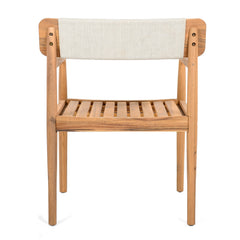 Creative Braided Acacia Wood Outdoor Dining Chairs with Armrests – Set of 2