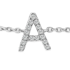 10K White Gold Diamond Accent "A" Initial Charm and Link Bracelet