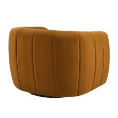 Modern Swivel Club Chair with Premium Velvet Tub Design in Dark Yellow