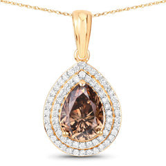 IGI Certified 2.01 Carat Genuine Brown Diamond Center and 0.29cttw White Diamond 18K Yellow Gold Pendant (2.30cttw)