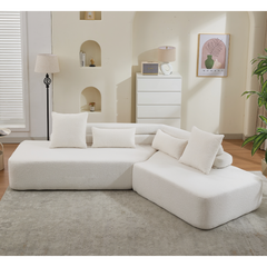 128" Minimalist Cloud Sectional Couch in Beige