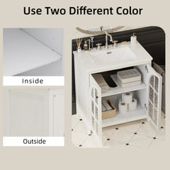 31' Vintage Farmhouse Bathroom Vanity with Ceramic Sink