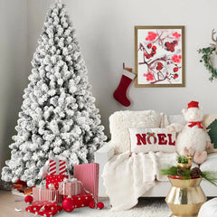 9-Foot Pre-Lit Snow-Flocked Christmas Tree