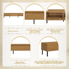 Boho TV Stand for TVs Up to 80" with Rattan Decoration and Metal Legs