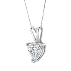 14K White Gold 3/8 Cttw Heart-Shaped Diamond Classic Solitaire 18" Pendant Necklace (H-I Color, VS2-SI1 Clarity)