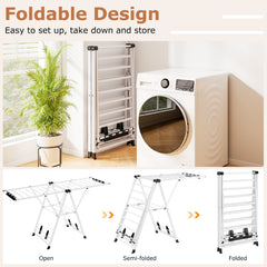 72.5 Inches Clothes Drying Rack with Height Adjustable Wings