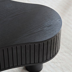 42.52 Inch Modern Wooden Handcraft Drum Coffee Table Black