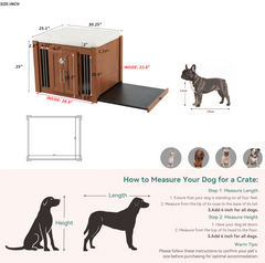 2 in 1 Walnut Dog Crate Nightstand with Storage