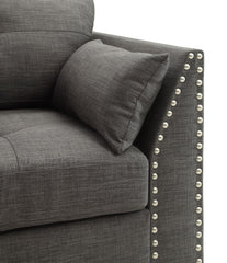 Laurissa Light Charcoal Linen Chair With 3 Pillows
