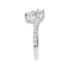 10K White Gold Two-Stone Miracle-Set Diamond Bypass Ring (1 Cttw, H-I Color, I1-I2 Clarity) - Size 6