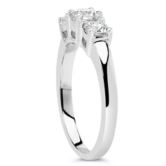 14K White Gold 3/4 Cttw Lab Grown Diamond 3 Stone Ring Band (F-G Color, VS2-SI1 Clarity)- Size 7