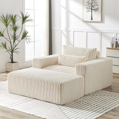 75-Inch Corduroy Sofa Lounge Chair with Removable Footrest