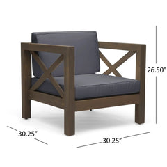 Brava Mid-Century Modern Club Chair With Water Resistant Cushions