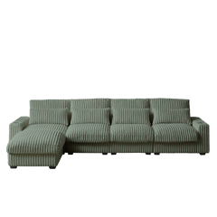 126-Inch Corduroy With Cup Holder Super Large L-Shaped Sofa