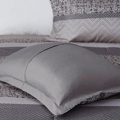 7 Piece Jacquard Comforter Set Grey/Taupe Queen