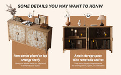 60" Wood Accent Cabinet with 4 Doors Brown and Antique White