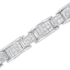 14K White Gold 5.0 Cttw Princess Cut Diamond Invisible Set Alternating Size D Shaped Links Tennis Bracelet (H-I Color, SI2-I1 Clarity) - 7â€