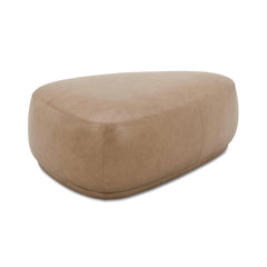 Pebble 44" Rounded Triangle Cocktail Ottoman in Tuscan Tan Brown Leather
