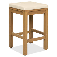 5 Piece Outdoor Bar Set with Acacia Wood Table and Cushioned Stools