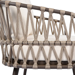 4-Piece Outdoor Patio Furniture Set with Metal Frame and Woven Rope