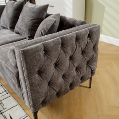 L Shaped Sectional Sofa Chenille Dark Gray
