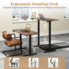 48 Inch x 24 Inch Ergonomic Electric Standing Desk with 3 Memory Settings for Home Office