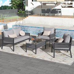 K&K 4-Piece Rope Patio Furniture Set