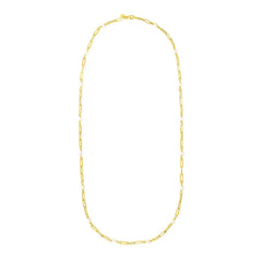 14k Yellow Gold Paperclip Chain and Pearl Necklace