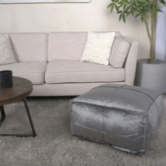 Nati Square Pouf Ottoman And Floor Cushion - Smoke
