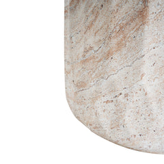 Elegant Indoor/Outdoor Lightweight Concrete Cylinder Side Table with Travertine Finish