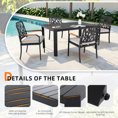 5PC Outdoor Patio Aluminum Dining Set with Cushions - Bourbon Brown