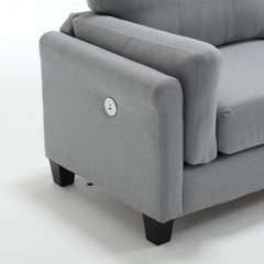 Modern Gray Sofa with Integrated USB and Type-C Charging
