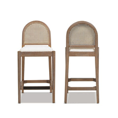 Arlin Upholstered Stool with Curved Back and Footrest - Set of 2
