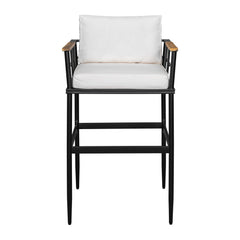 U_Style Iron Outdoor Dining Set with Acacia Wood Armrest