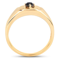 14K Yellow Gold Plated 0.20 Carat Genuine Black Diamond .925 Sterling Silver Ring