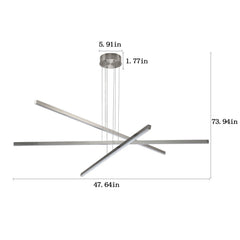 48" Modern LED Chandelier - Geometric 3-Arm Design