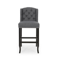 Fabric Tufted Counter Stool with Nailhead Accents - Set of 2
