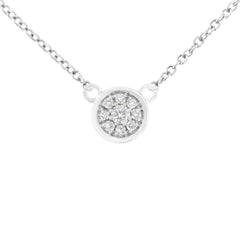 10K White Gold 1/4 Cttw Diamond Flower Pendant Necklace (I-J Color, I2-I3 Clarity) - Adjustable 16-18" chain