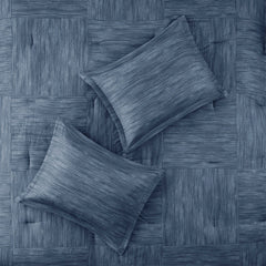 7 Piece Printed Seersucker Comforter Set Navy King